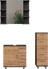 Zestaw mebli łazienkowych antracyt/złoty dąb 60.2x33x60.8 ilias