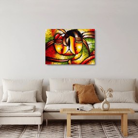 Obraz na szkle - Obraz na szkle olejny, abstrakcyjne twarze (70x50 cm)