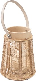 Latarnia z cekinami CONE GLAM 22 cm, naturalna