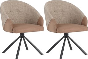 Zestaw 2 krzeseł do jadalni - tkanina i metal - brąz i beż - LAZAR