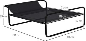 PawHut Legowisko dla psa, podniesione, pokrycie z siatki, stalowa rama, 91 x 69 x 29 cm, Czarny