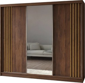 Szafa NELVIA - Orzech / Lamele Dąb artisan / 4 szuflady / 240 cm