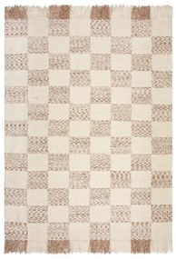 Kremowo-naturalny dywan z mieszanki wełny tkany ręcznie 160x230 cm Eric Checkboard – Flair Rugs