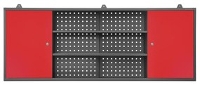 Szafka warsztatowa wisząca LEO, 1600 x 600 x 200 mm, antracytowo-czerwona