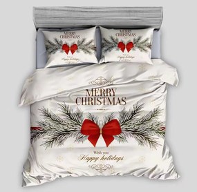 PrzytulneMieszkanie.pl PrzytulneMieszkanie.pl 3D Bawełniana pościel WISH YOU HAPPY HOLIDAYS kremowa, 100% bawełna Rozmiar pościeli: 70 x 90 cm | 140 x 200 cm