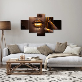 Obraz - Kobieta ze złotymi ustami (125x70 cm)