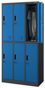 Szafka socjalna ubraniowa BHP antracytowo-niebieska: 6-drzwiowa IGOR 900 x 1850 x 450 mm