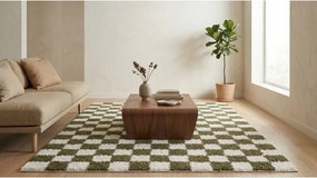 Ciemnozielony/kremowy dywan 120x170 cm Grida – ESTE