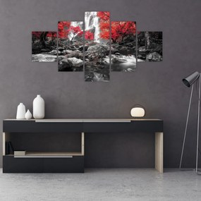Obraz - Wodospady w jesiennym krajobrazie (125x70 cm)