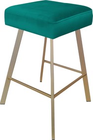 Hoker MAX krzesło barowe tkanina Welur podstawa metalowa : Kolor nogi - Złota profil, Kolor tkaniny - VELVET - MG20, Typ siedziska - Siedzisko stałe