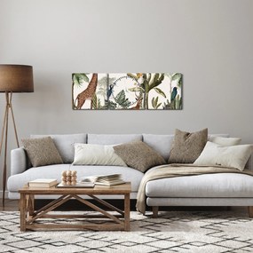 Obraz - Dżungla pełna zwierząt (z zegarem) (90x30 cm)