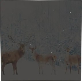 Obraz na ścianę "Jelenie w lesie", LED z timerem, 40 x 40 cm