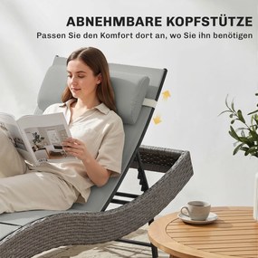 Outsunny Leżak z polirattanu w kształcie litery S, ogrodowy leżak z 5-stopniową regulacją oparcia, zagłówkiem, oddychający, odporny na UV | Aosom PL