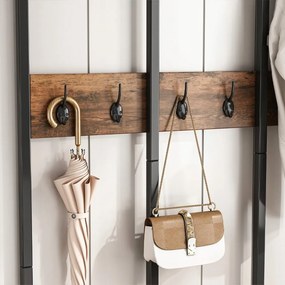 Szafa do przedpokoju z ławką i półką na buty 100x40x186 cm – styl industrialny, kolor ciemny brąz.