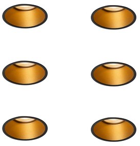 Zewnetrzna Set van 6 moderne inbouwspots zwart met goud GU10 50mm IP44 - Dept Nowoczesny Oswietlenie zewnetrzne