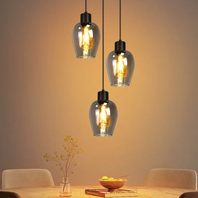 Lampa wisząca Nettlife Black Dining Table - Vintage, przydymione szkło, lampa wisząca E27 z pojedynczym płomieniem, bez źródła światła