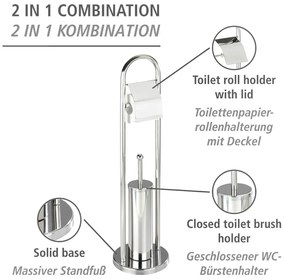 Szczotka do WC z uchwytem na papier toaletowy w srebrnej barwie Wenko Vasto