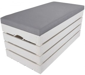 Pufa kufer skrzynia drewniana sosnowa siedzisko 80cm malowana biała