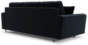 Ciemnoniebieska aksamitna rozkładana/ze schowkiem sofa 235 cm Kyoto – Cosmopolitan Design