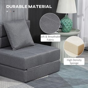 HOMCOM Rozkładana sofa Zdejmowany do czyszczenia Maksymalne obciążenie 100kg 70 cm x 70 cm x 61 cm Ciemnoszary | Aosom PL