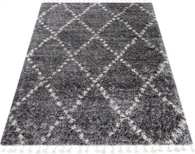 Ciemnoszary dywan shaggy w stylu boho T6-N85
