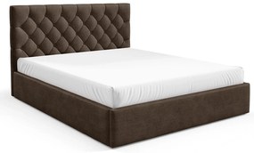 Brązowe łóżko pikowane z pojemnikiem 3 rozmiary P1-C90