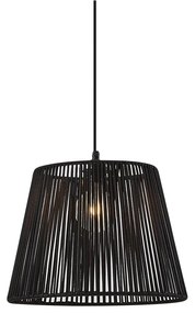 Zewnętrzna lampa wisząca czarna z czarnym sznurem IP44 - Cava Jayla