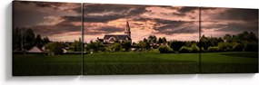 Obraz krajobrazu z kościołem (170x50 cm)