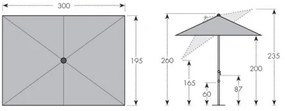 EXPERT 3 x 2 m - uchylny parasol ogrodowy z uchwytem : Substancja Desen - 833