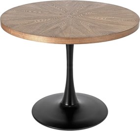 Stół Okrągły LINO 100 cm Orzech/Czarny Nowoczesny Loft