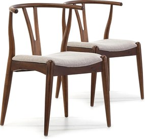 Zestaw dwóch krzeseł Rustic, kolor Orzech, drewno lite, 55 cm x 54,5 cm x 76 cm.