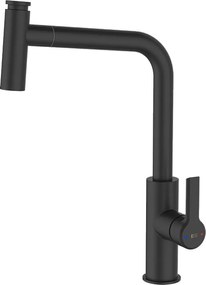 Essemano bateria zlewozmywakowa z wyciąganą wylewką, czarna - Essebagno