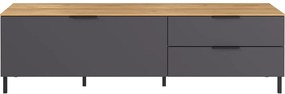 Szara szafka pod TV w dekorze dębu 164x47 cm California – Germania