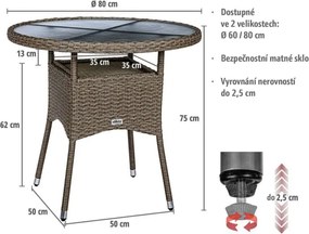 STILISTA Stolik , 80 x 80 x 75 cm, polirattan, czarny