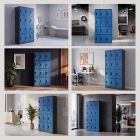 Szafka skrytkowa socjalna BHP antracytowo-niebieska, 900x1850x400 mm: MARCIN