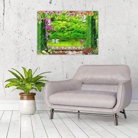 Obraz - Magiczny ogród z łabędziami (70x50 cm)