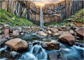 Obraz na szkle - Wodospad Svartifoss, Islandia (70x50 cm)