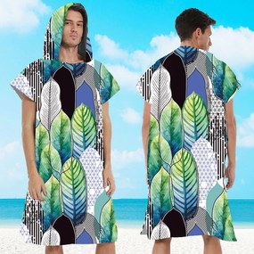 Ponczo plażowe FEATHER zielono-niebieskie 80x145 cm