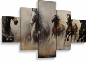 Obraz - Obraz olejny przedstawiający konie (125x70 cm)