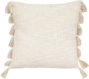 Dekoracyjna Poduszka Biała Iwory 50x50cm z Pomponami