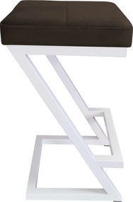 Hoker ZETA krzesło barowe tkanina Welur podstawa metalowa LOFT : Kolor Stelaża - Biały, Kolor tkaniny - VELVET - MG05