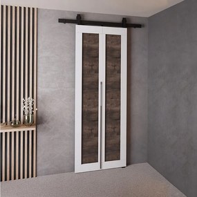 Drzwi Przesuwne QUDIO M1 Biały + Jesion Ciemny 60