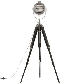 Czarna retro lampa podłogowa z drewna mango - EX192-Erfis