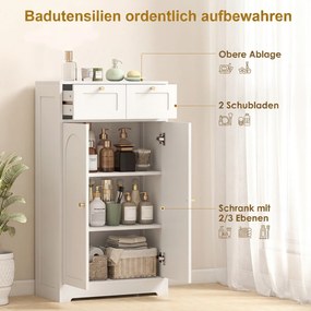 HOMCOM Szafka łazienkowa wąska z 2 szufladami, regulowaną półką 60 x 30 x 108 cm Biały | Aosom PL