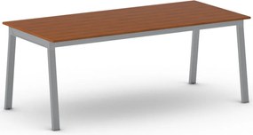 Stół konferencyjny do biura PRIMO BASIC, 200x90 cm, szaro-srebrna podstawa, czereśnia