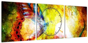 Obraz - Kosmiczny motyl (z zegarem) (90x30 cm)