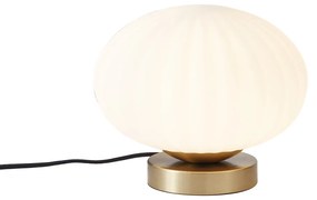 Designerska lampa stołowa mosiężna ze szkłem opalowym - MochiDesignerski Oswietlenie wewnetrzne