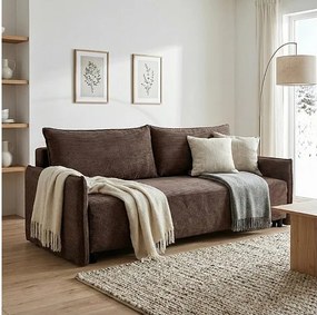CORDO – sofa 3-osobowa z funkcją spania 197x140 cm, tkanina Poso 6 brązowa