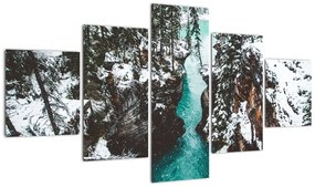 Obraz - górska rzeka zimą (125x70 cm)