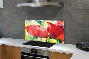 Szklany Panel Bukiet Czerwonych Kwiatów